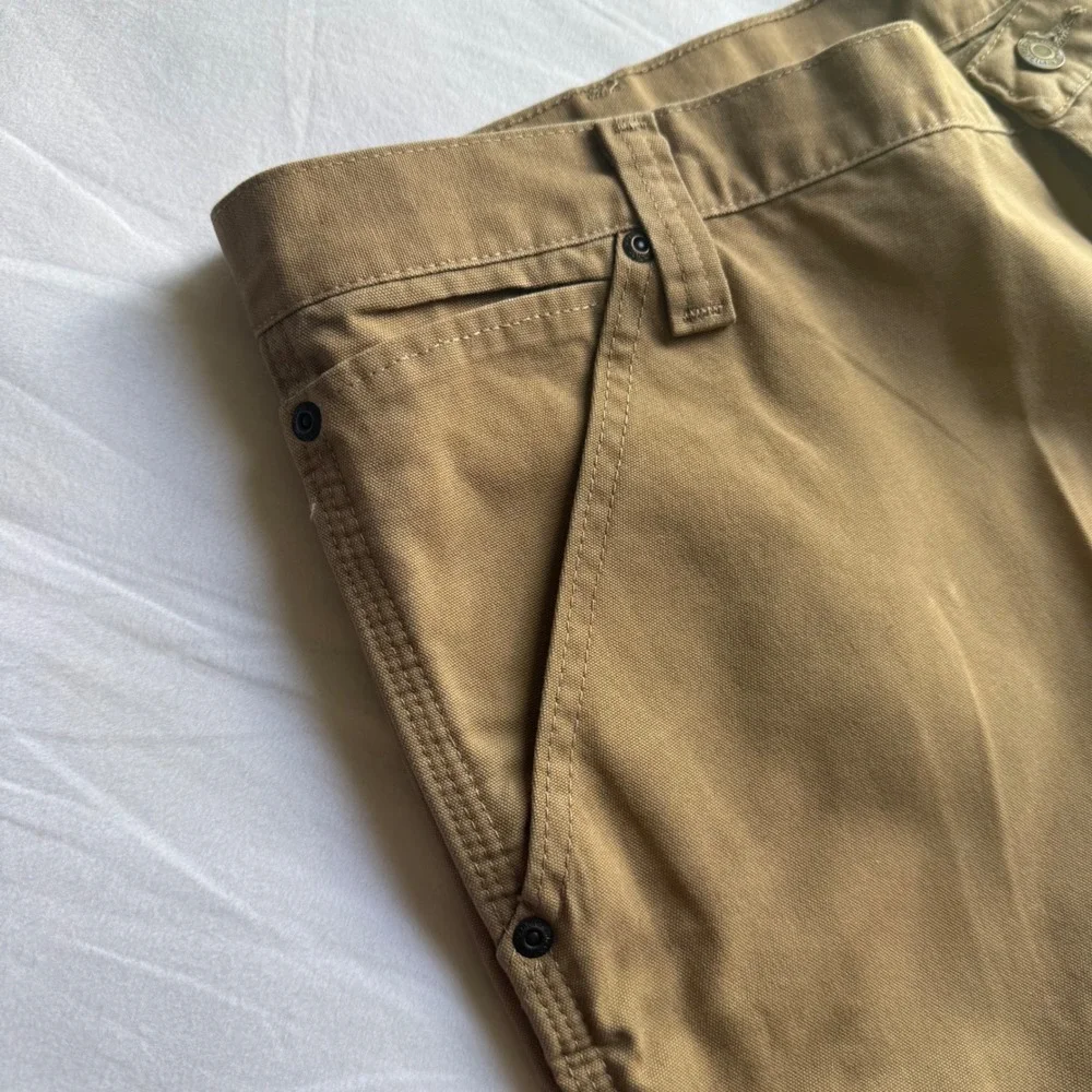 Wrangler Mens Carpenter Pants 42x30 Tan Duck Canvas Workwear 94LSWAO Utility